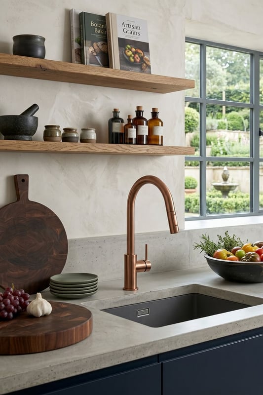 copper-faucet_lifestyle_concrete-counter-navy-cabinets
